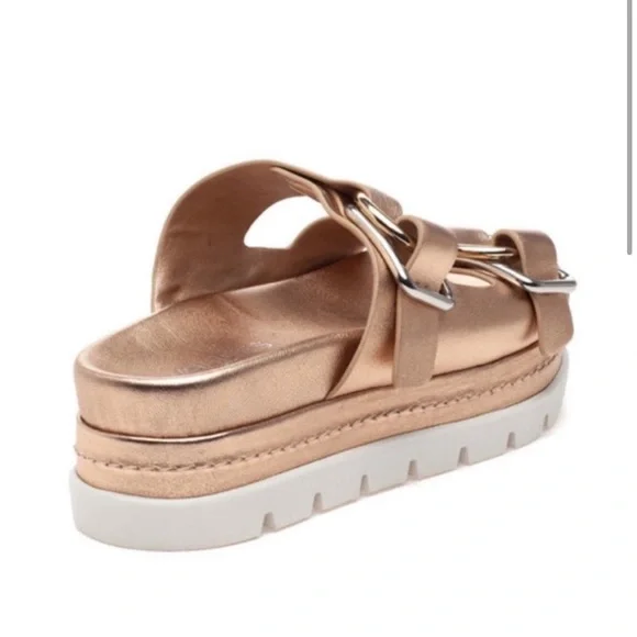 NWT J/SLIDES BAHA Rose Gold Leather Sandal - Picture 2 of 16